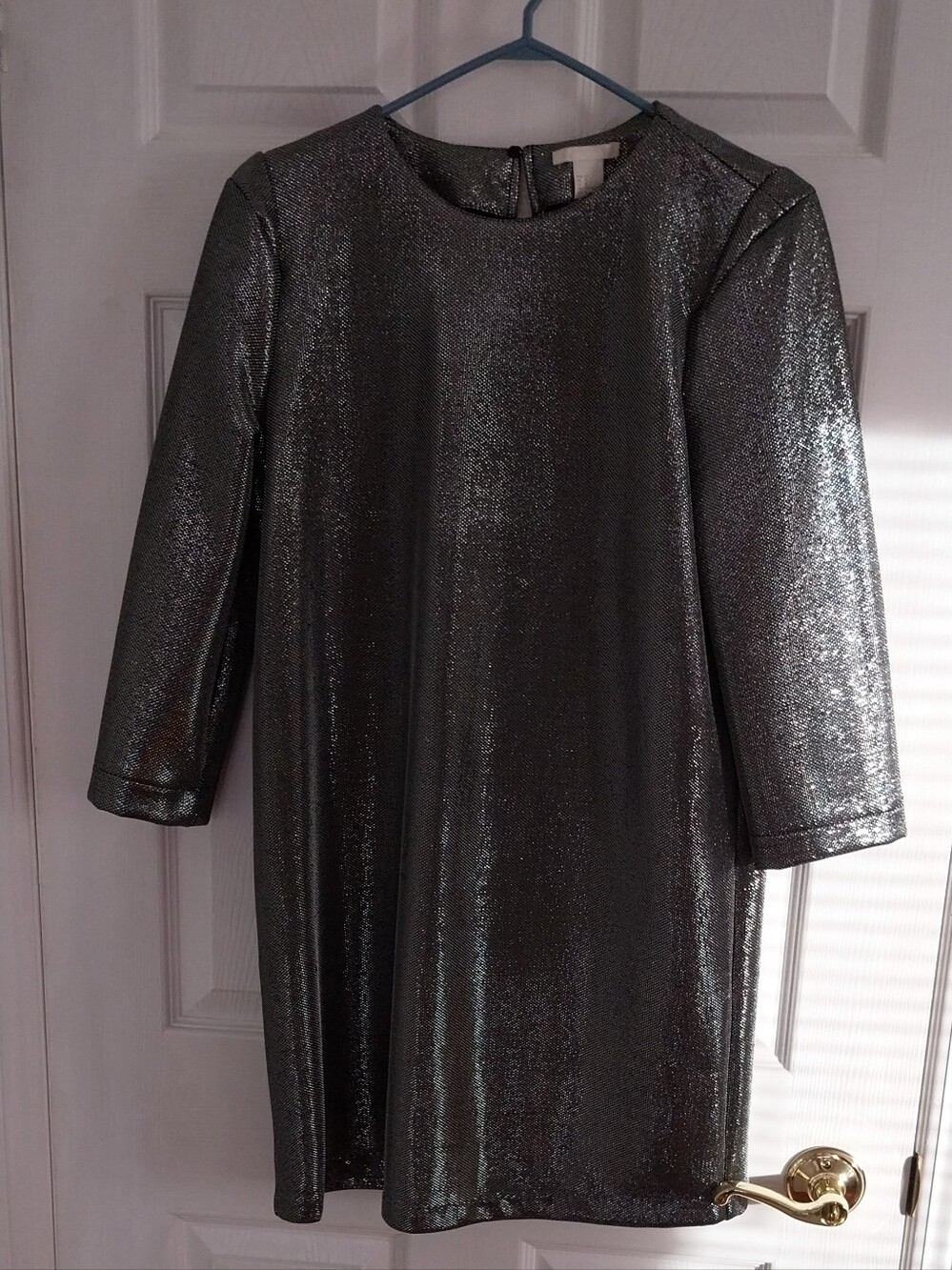 H&M Metallic Silver Mini Shift Dress